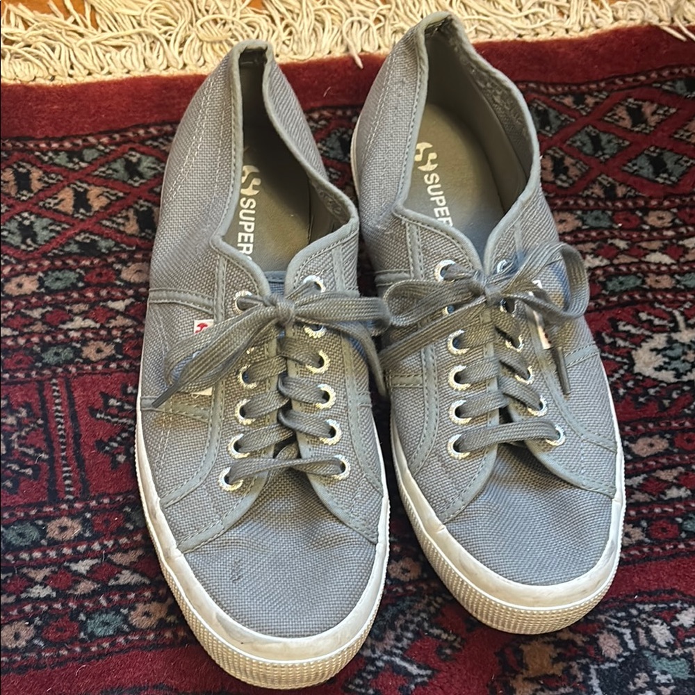 Superga Gray Canvas Sneakers Classic Low-Top Design